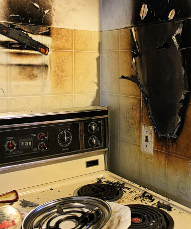 Kitchen Damaged by a Residential Fire