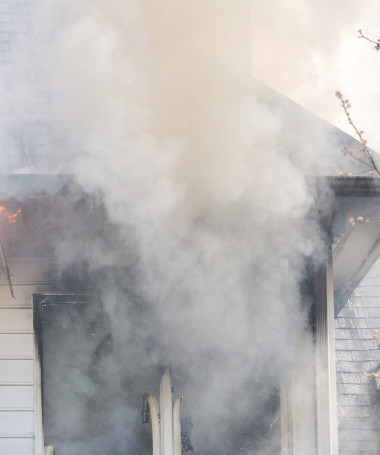 External View of Residential Kitchen on Fire