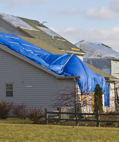 Residential Neighborhood Damaged by a Tornado